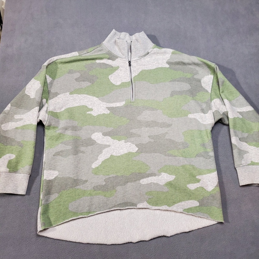 Aerie Sweatshirt Womens Small Sunday Soft 1/4 Zip Green Gray Camo Camouflage